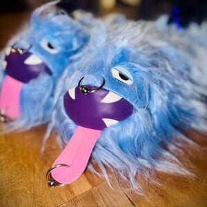 New w/tags! Fuzzy Blue Monster Slippers | dolls kill